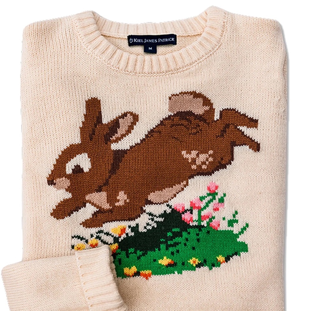 Kiel James Patrick KJP Spring Bunny Rabbit Easter Sweater EUC Intarsia Novelty S